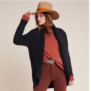 Anthropologie Denise knit textured black long sleeve ribbed cardigan size small